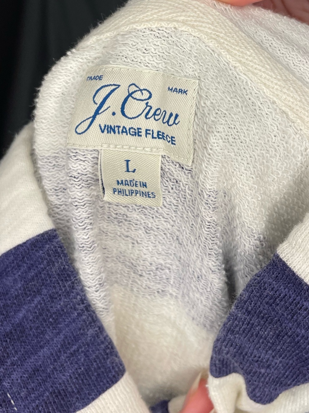 J. Crew 100% Cotton Navy and White Striped Hoodie - Picture 5 of 8